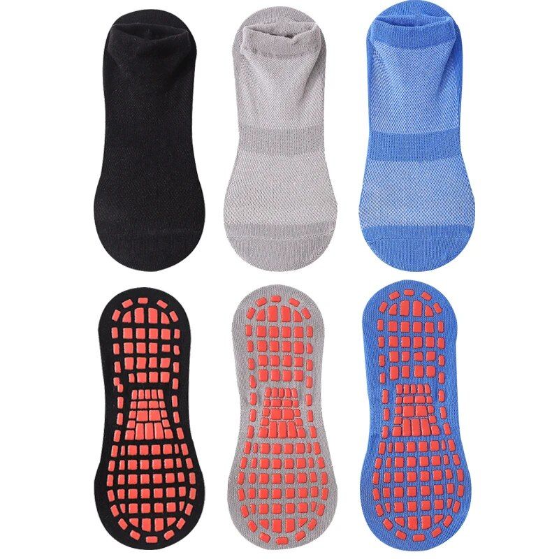 Mercury MERCURY 3 Pairs Men's Non-slip Silicone Floor Socks Casual Cotton Mesh Breathable Cozy Yoga Trampoline Foot Massage Ballet Dance_voghion.com