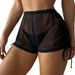 Women's beach sun protection women's swimming trunks swimsuit drawstring hot spring boxer briefs mesh swimming bikini shorts_voghion.com