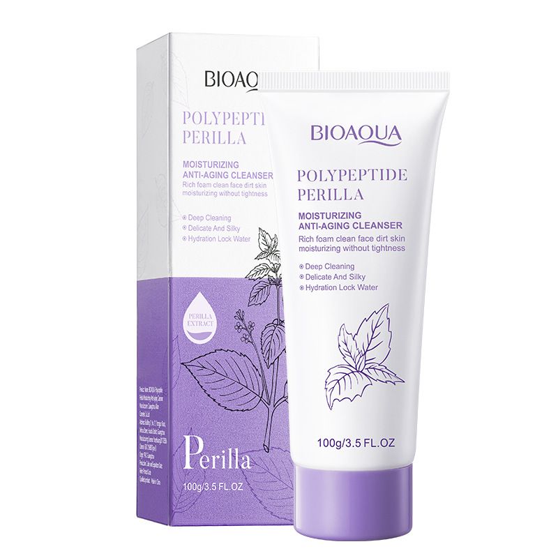 [] BIOAOUA polypeptide perilla moisturizing anti wrinkle deep cleaning foam facial cleanser_voghion.com