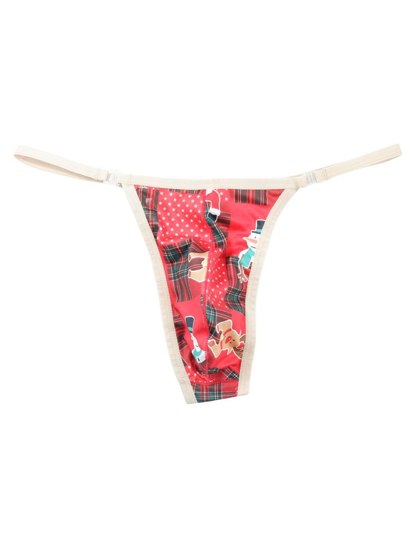 Herren Sexy Bedruckte Hohlknopf Atmungsaktive Tanga Niedrige Taille T-Hose_voghion.com