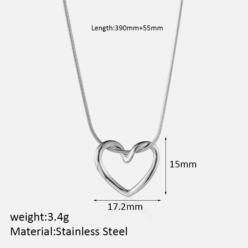 Collana con ciondolo a forma di cuore con ciondolo a forma di cuore, per ragazze, design semplice, versatile, in acciaio inossidabile._voghion.com