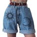 Short en jean à ourlet retroussé imprimé pour filles_voghion.com