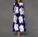Women's Clothing Dress Women's Loose Long Sleeved Dress High Waist Large Size Pocket V Neck Long Dress Women_voghion.com