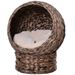 PawHut Handmade Wicker Elevated Cat Bed With Cushion Dark Brown For Kittens_voghion.com