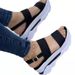 Plus Size Women's Shoes 2023 Summer New One-Strap British Style Thick Sole Wedge Peep Toe Casual Sandals For Women_voghion.com