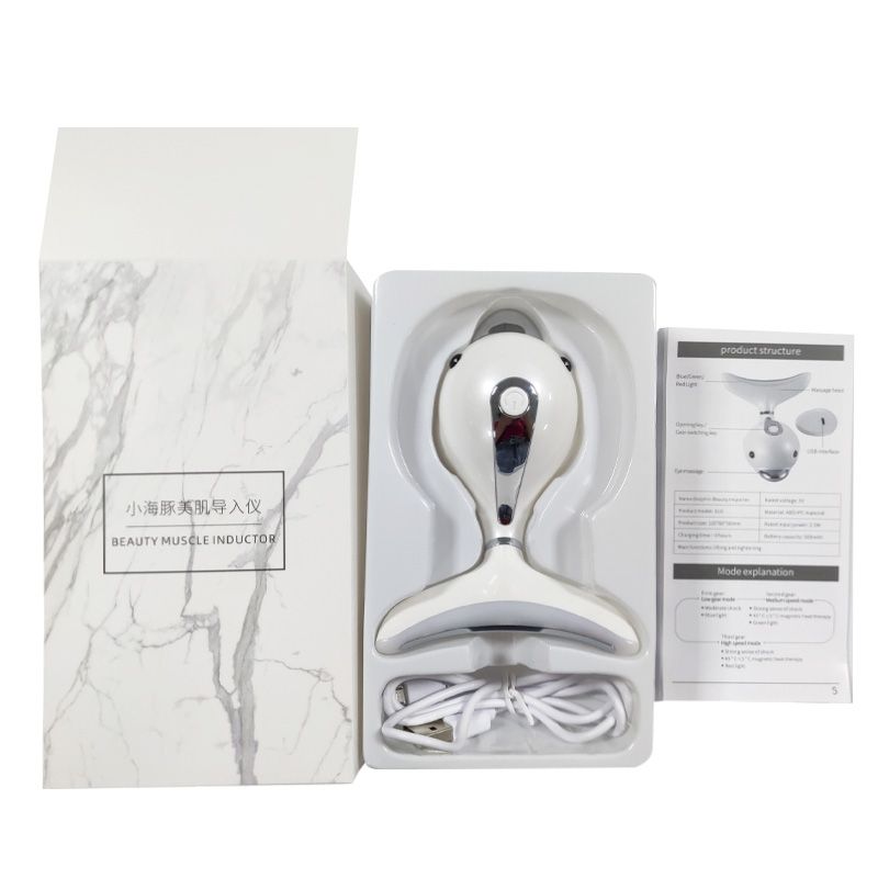 LED 3 Colors Photon Therapy Heating Double Chin Removal Massager Face Neck Wrinkle Remover Skin Lifting Tighten Beauty_voghion.com