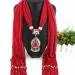 Ciondolo in resina con goccia d'acqua, nappa in poliestere, sciarpa etnica in jersey, accessori_voghion.com