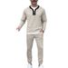 Herren-Retro-Polohemd und -Hose aus Waffelstrick – Locker geschnittener Henley-Loungewear-Anzug mit langen Ärmeln, lässiges Zweiteiler-Outfit in 5 Farben_voghion.com