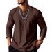 Unbeatable Quality 2025 Spring Autumn New Loose Solid Color Drawstring Long Sleeve Cotton And Stand Collar Men's Shirt_voghion.com