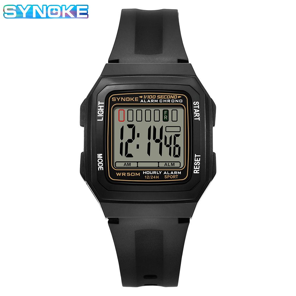 Classic Lightweight Square Digital Watch With Night Light, Waterproof, Retro Design For Students And Sports Enthusiasts_voghion.com