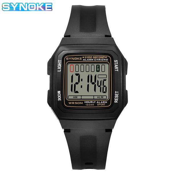 Classic Lightweight Square Digital Watch With Night Light, Waterproof, Retro Design For Students And Sports Enthusiasts_voghion.com