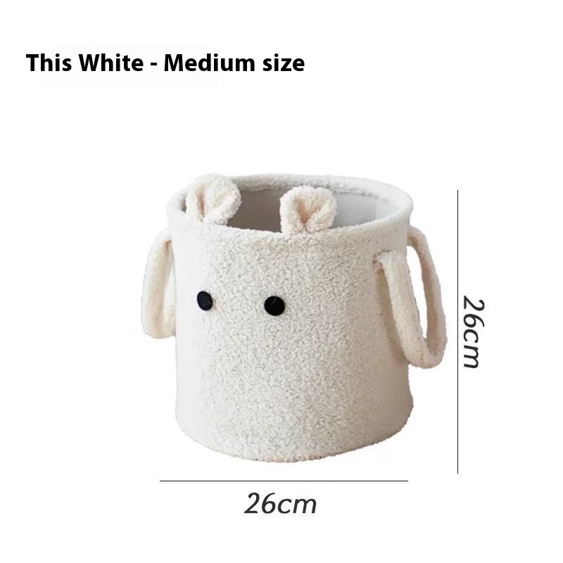 Ins Thickened Cute Lamb Wool Laundry Basket Home Large Capacity Children's Toy Storage Bin Student Dormitory_voghion.com