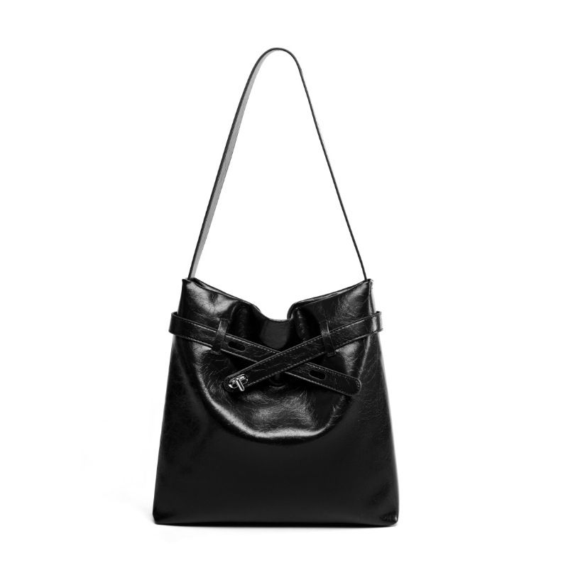 Echtleder-Tragetasche aus gewachstem Leder für Damen, große Kapazität, Schultertasche für den Weg zur Arbeit, Unterarmtasche für die Arbeit, originelles Design_voghion.com