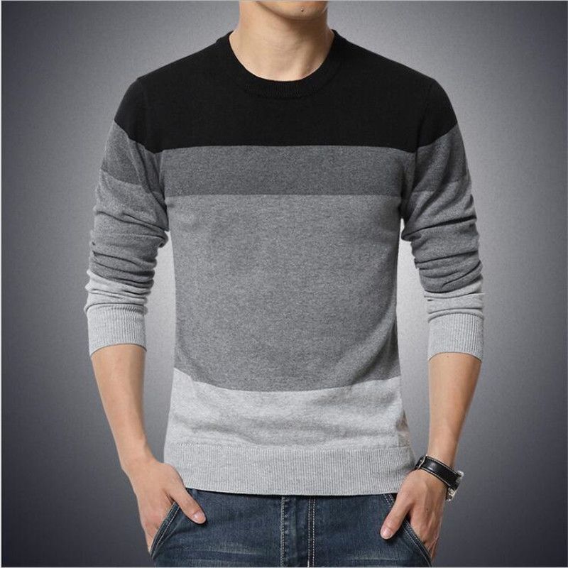Autumn and Winter Sweater Men's 2024 New Korean-style Crewneck Striped Pullover Knitted Sweater Student Base Sweater Foreign Trade_voghion.com