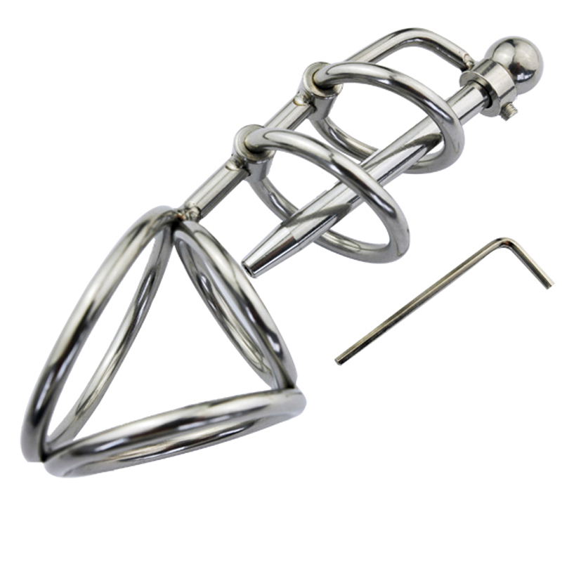Plug uretrale di castità in acciaio inossidabile, giocattolo, anelli per bondage dello scroto, dilatatore uretrale, giocattoli sessuali per uomini, Ga_voghion.com