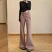 Lulu For Women 2025 Autumn New High Waist Slim Fit Draped Petite Patchwork Slightly Flared Sweatpants_voghion.com
