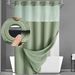 Home Furniture Hot Selling Hook Free Shower Curtain Set Double Layer (with Lining) Removable White Waffle Shower Curtain_voghion.com