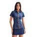 New Women's Short Sleeve Denim Button-Up Collar Top With High Waist Skirt Set_voghion.com