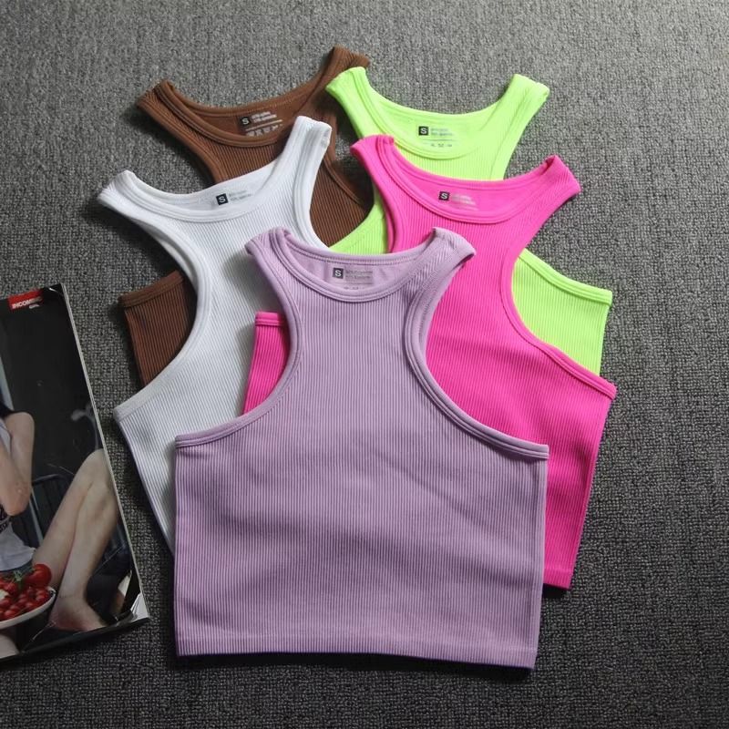Chaleco de entrenamiento con cuello alto y hombros descubiertos, chaqueta sin mangas de punto para correr, transpirable y de secado rápido para mujer_voghion.com