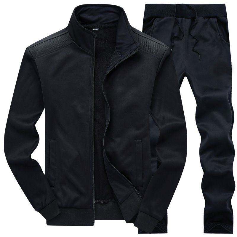 Men's casual sports suit cardigan stand up collar youth solid color sportswear men's clothing_voghion.com