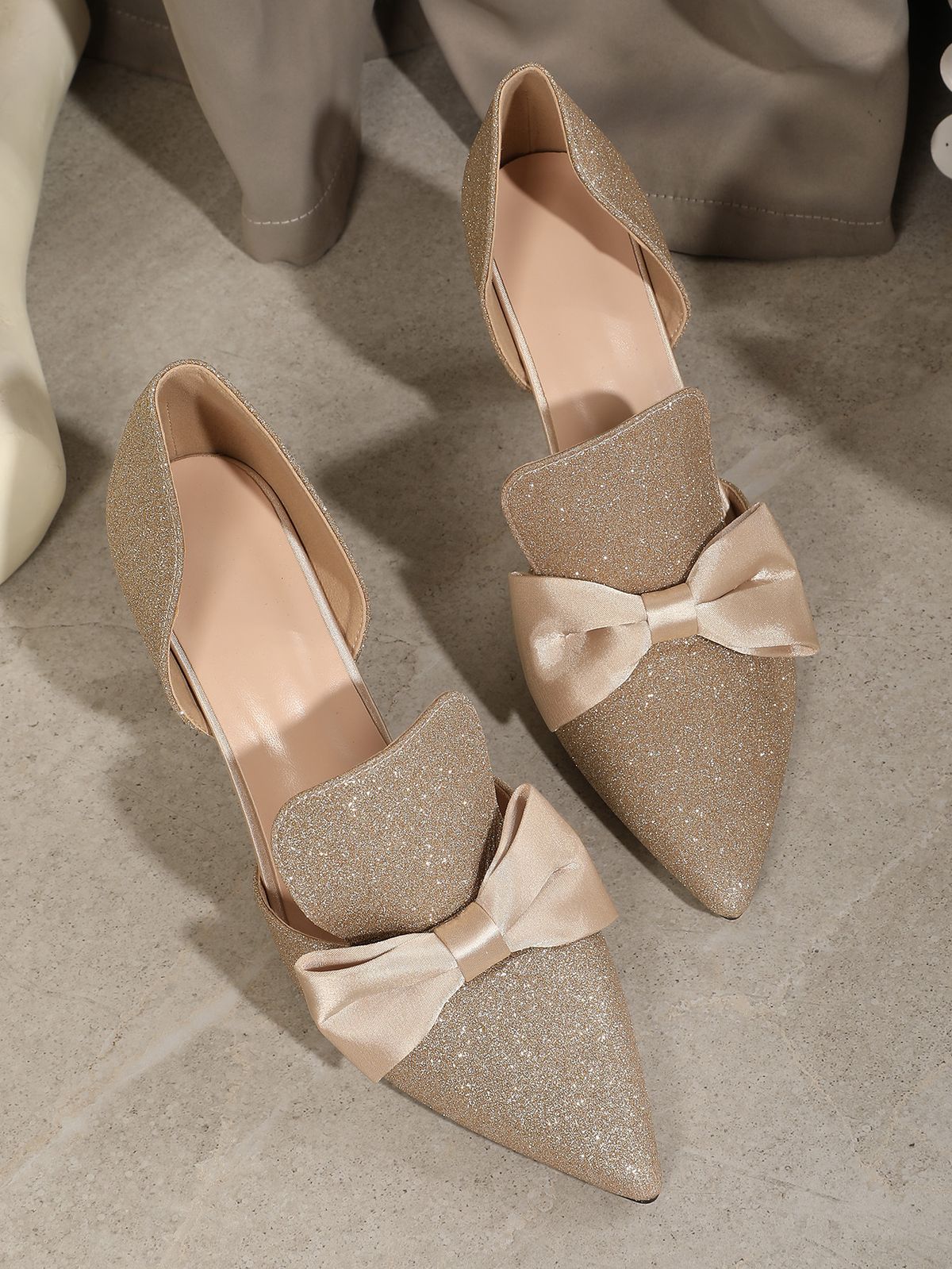 Women's Gold Sandals Fashion Sandals Khaki Shiny Sandals Pointed Sandals Fashion Simple Casual Shoes High Heels_voghion.com