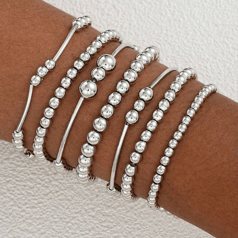 Braccialetto di perline semplice alla moda, retrò, avanzato, elastico, con fila singola, set di gioielli per le mani_voghion.com