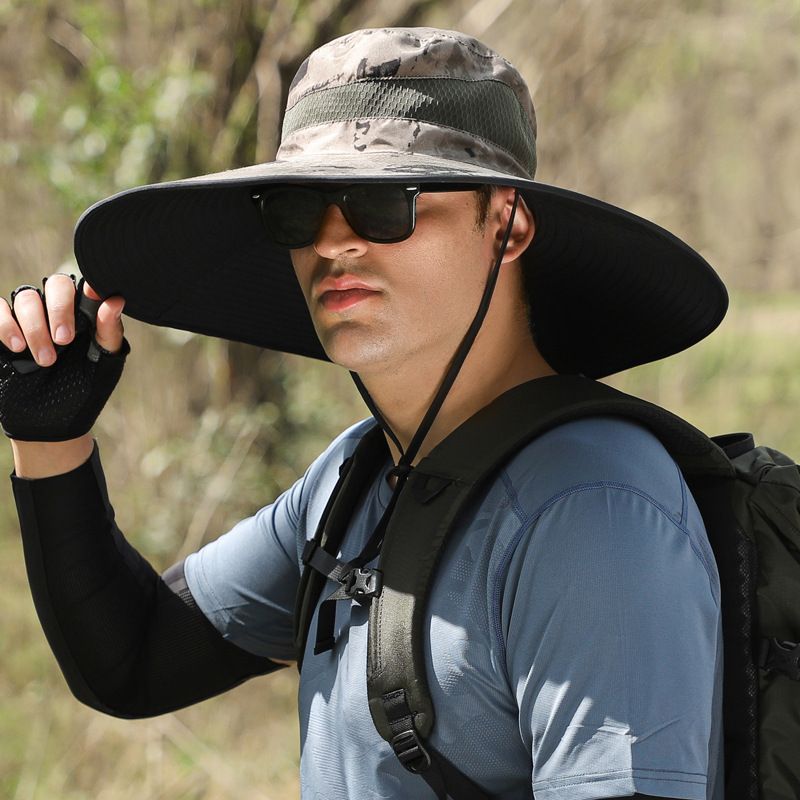 ​Extra Wide Brim Sun Hat For Men - UPF 50+ Outdoor Fishing & Hiking Cap, Lightweight & Quick-Dry (Adjustable Chin Strap, One Size Fits Most)​_voghion.com