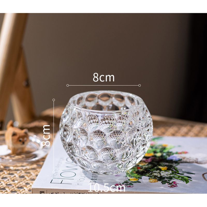 Jarrón de cristal simple y grueso, transparente, verde rábano, hidropónico, redondo, para cultivo de agua, para sala de estar y flores._voghion.com