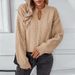 Drizzle solid color twisted flower pullover cardigan women's autumn and winter new loose long sleeved knitted sweater_voghion.com