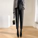 "Winter High-Waisted Tapered Pants – Stretch Wool-Like Trousers (Black & Charcoal)"_voghion.com