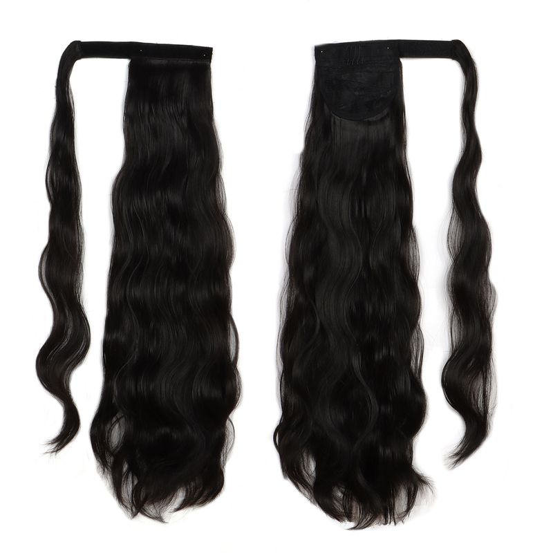 Peruca feminina de cabelo sintético longo e fofo com cachos de ovo e rabo de cavalo alto_voghion.com