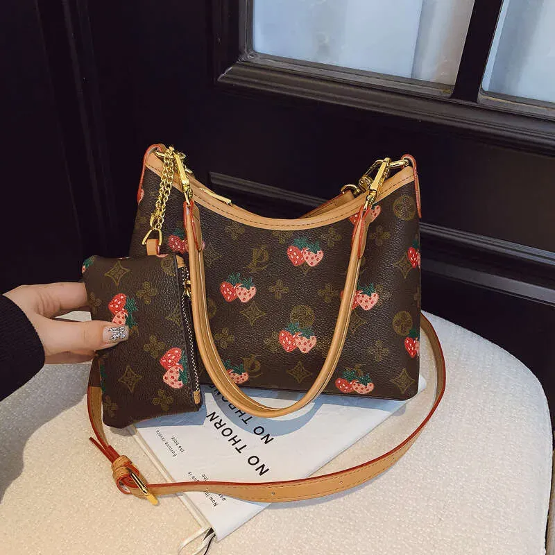 Fashion Designer Bags Crossbody For Women Strawberry Cherry Printed Small Pendant Versatile Shoulder Bag_voghion.com
