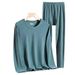 Warm Underwear Set for Men in Winter with Velvet Close fitting Large Size Long Sleeve Clothes Autumn Pants Youth Solid_voghion.com