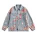 Herrenbekleidung Sunset Lace Patchwork Zerrissene Jeansjacke Nischen-Lockere Jacke_voghion.com
