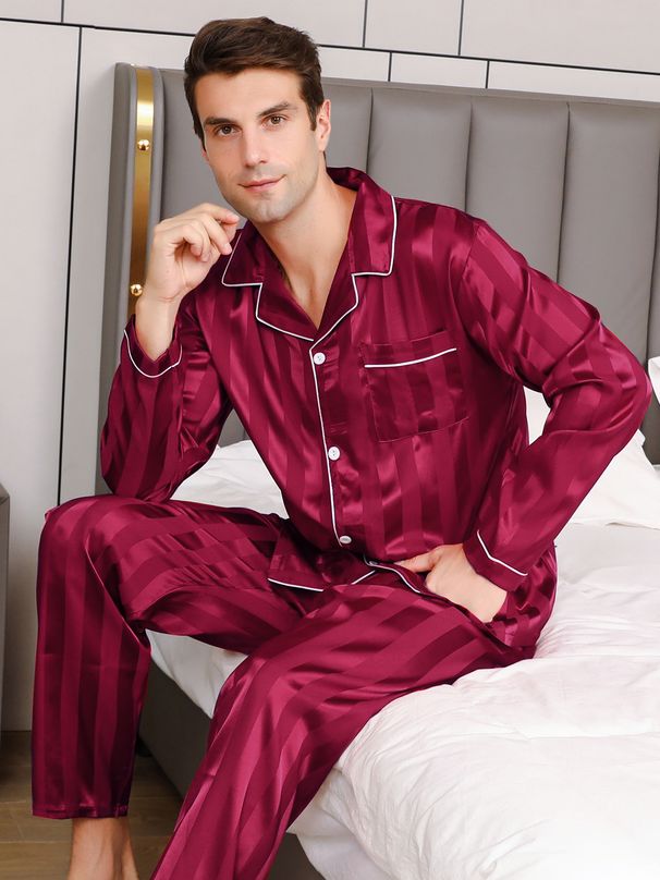 Piżamy męskie z długimi rękawami, letnie, piękne ubrania domowe, męskie na wiosnę i jesień, swobodny, cienki kardigan, który sprawdzi się w dwóch garniturach_voghion.com