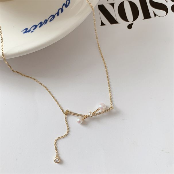 Collana di perle a croce sudcoreana, ciondolo di lusso leggero e alla moda, design di alta qualità, catena per clavicola di nicchia_voghion.com