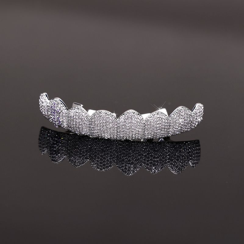 Nuovo stile, una fila di 8 denti, micro intarsi in zircone di rame, apparecchio hip hop esagerato_voghion.com