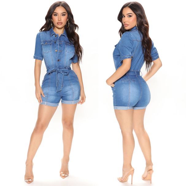 Women's fashion denim slim slimming rompers jeans_voghion.com