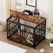 Furniture Style Dog Crate Wrought Iron Frame Door With Side Openings, Rustic Brown, 43.3''W X 29.9''D X 33.5''H._voghion.com