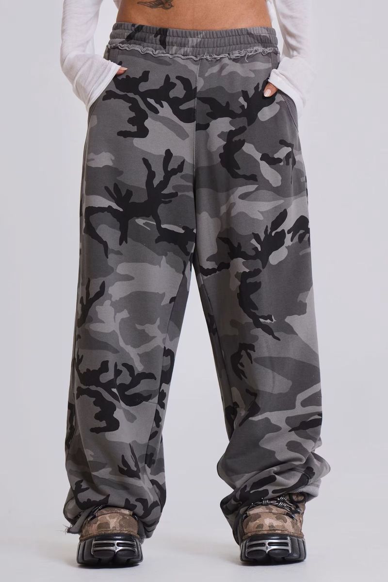 American Street Retro Camouflage Print Edge Loose Straight Casual Trousers Sweatpants Women And Men Spring And Summer_voghion.com