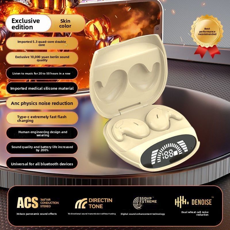 Auricolari per dormire ultrasottili, wireless, Bluetooth, non in-ear, con cancellazione del rumore, invisibili, non comprimono l'orecchio durante il sonno laterale._voghion.com