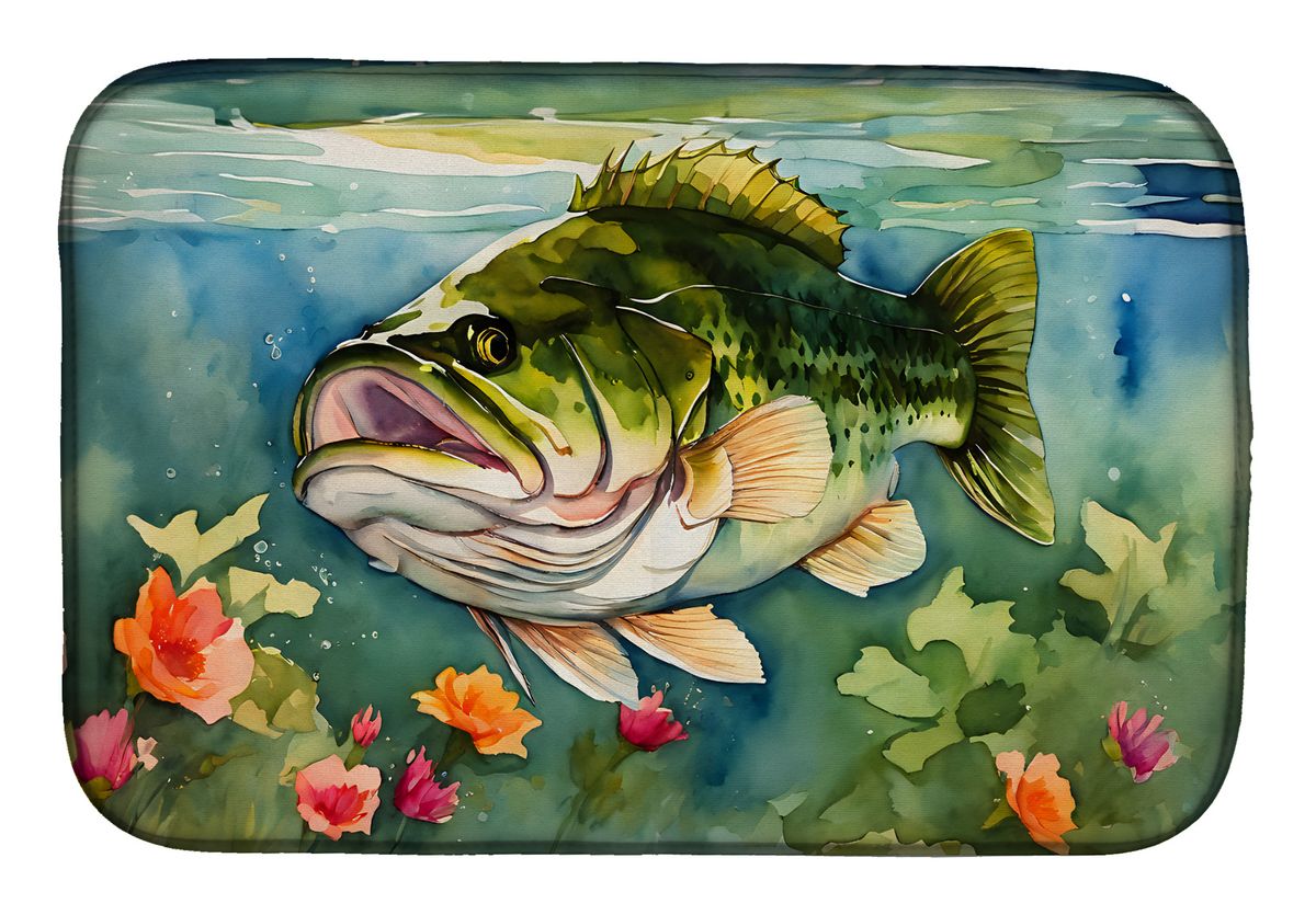 Largemouth Bass Dish Drying Mat Absorbent Dish Drying Mat Pad for Kitchen Counter Dish Drainer Mat for Countertop, 14 x 21", Multicolor_voghion.com