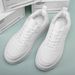 Scarpe da tavola casual a fondo piatto versione coreana autunnale, sportive traspiranti, da uomo con lacci, basse, piccole, bianche_voghion.com
