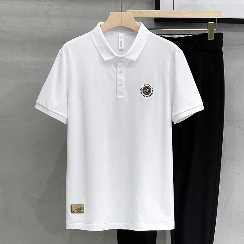 Chemise d'été pour hommes, marque tendance, revers, broderie Paul, T-shirt décontracté à manches courtes, coupe slim, polo polyvalent, beau_voghion.com