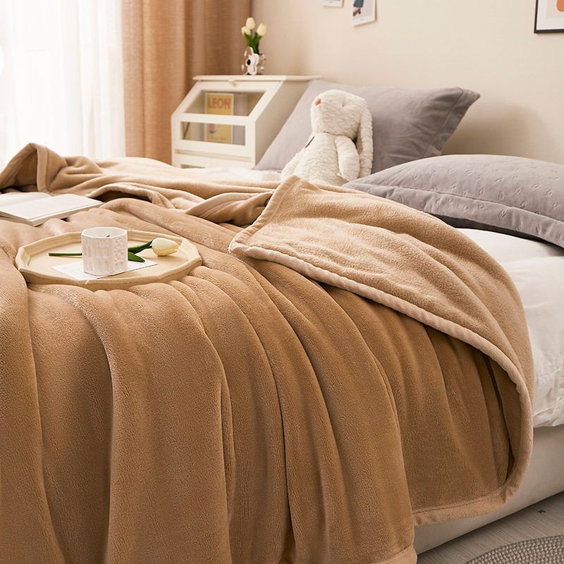 Quality inspection pure color milk velvet blanket ferret blanket warm thick winter gift sheet small quilt knee blanket_voghion.com