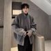 boy European American Style Gray Stand Collar Coat Men, Autumn And Winter Chic Woolen Short Overcoat, Oversized Suit Jacket_voghion.com