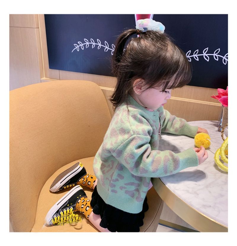 Kinderkleding Meisjes herfst kinderkleding luipaard print vest baby gebreide jas 2024 kinder ronde hals trui_voghion.com