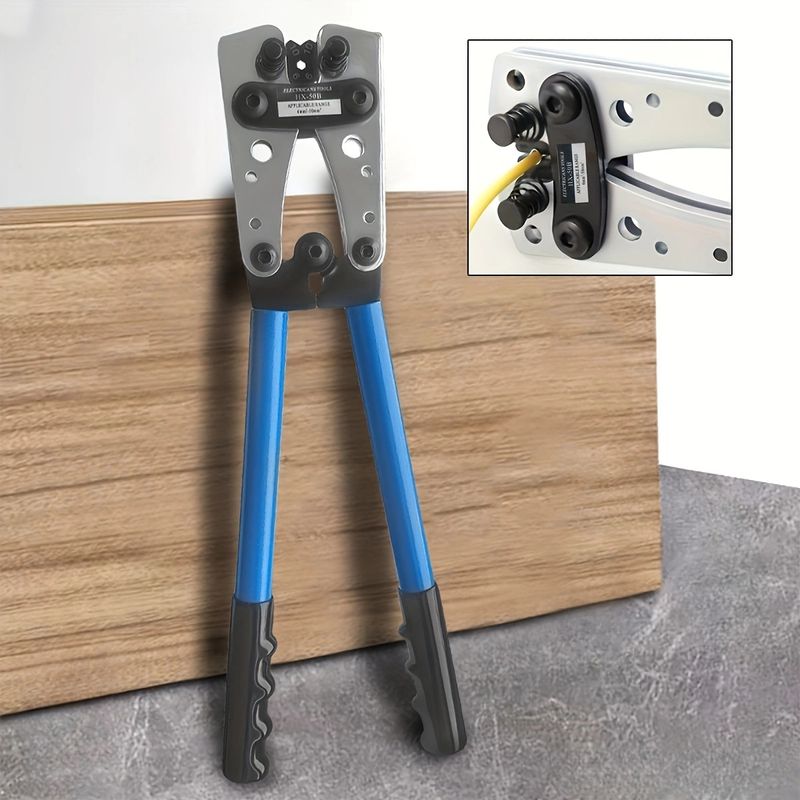 Bakır ve Alüminyum Kablolar İçin Profesyonel HX-50B Sıkma Aleti - Ağır Hizmet Tipi S2 Alaşımlı Çelik Çeneler, 40 cm Ergonomik Sap, Boru Terminalleri İçin İdeal_voghion.com