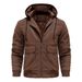 Herren Winter Bomberjacke – Verdickter PU-Leder Motorradmantel (S-4XL, Schwarz/Dunkelbraun, Winddicht & Wasserabweisend)_voghion.com