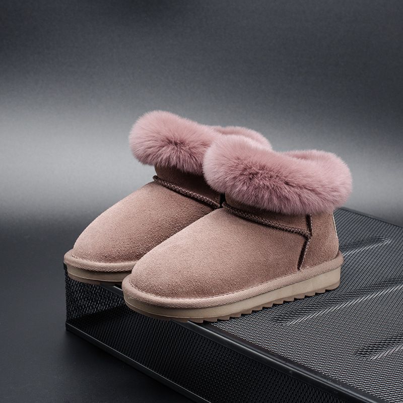 Baby Shoes Winter New genuine leather rabbit fur mouth warm cotton boots baby boys' non-slip shoes_voghion.com